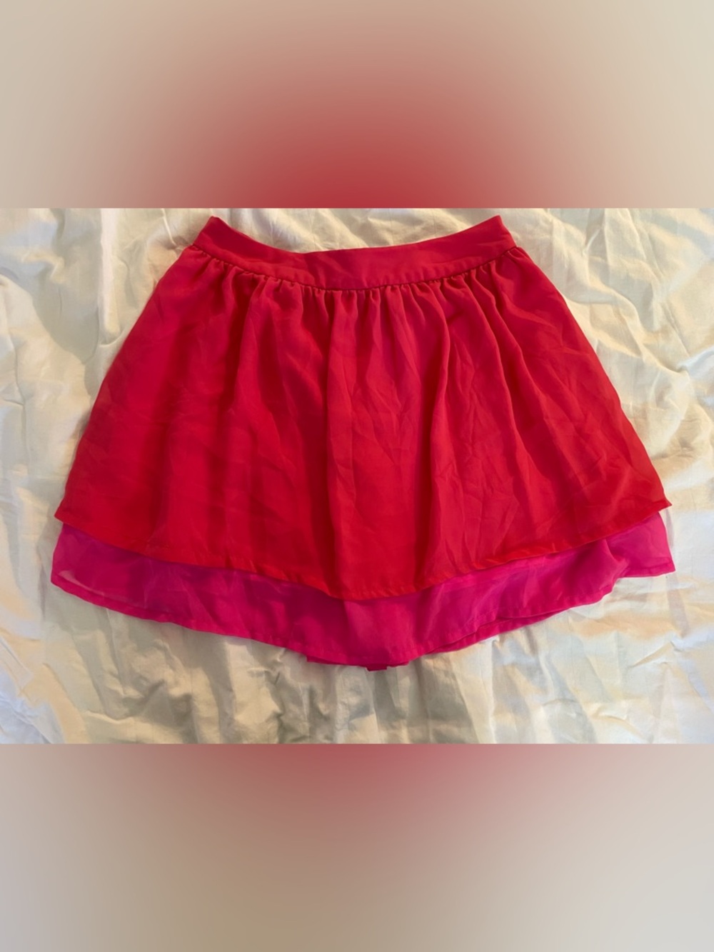 H&M Two-Tone Layered High-Low Skirt in Hot Pink and Fuchsia